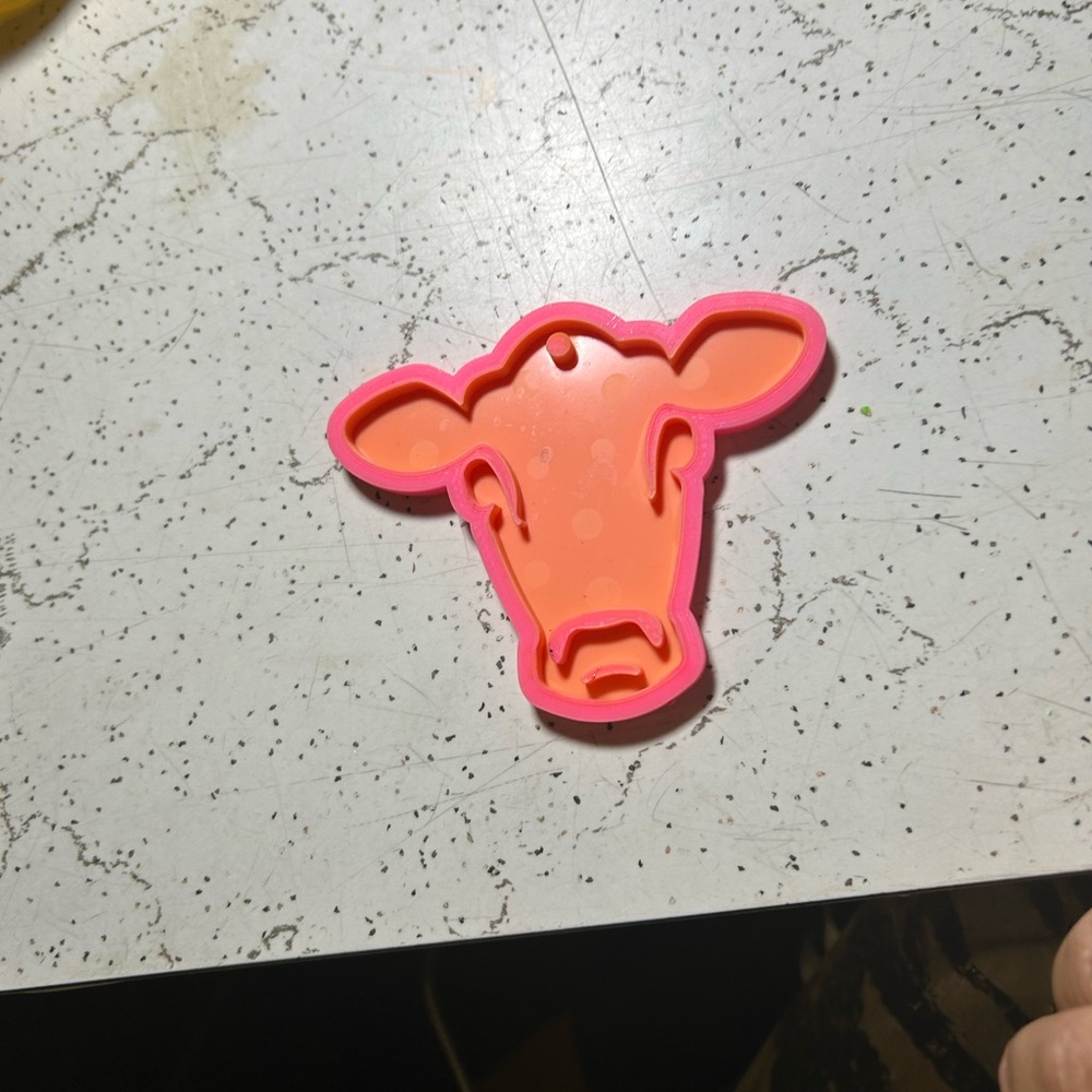 Pink and Orange Cow Head Silicone Mold